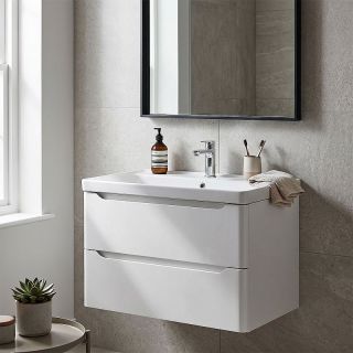 Тумба с раковиной Azario Lotos CS00083931 80 см белый глянец