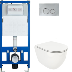 Комплект Cerutti SPA инсталляция CR555 подвесной безободковый унитаз Ticino Aria CT8911 кнопка смыва CR05CH
