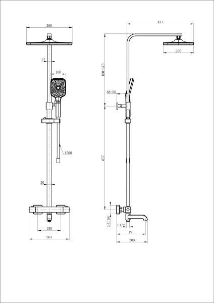 Душевая стойка Wonzon & Woghand Stay 3 WW-B3026-T1-BG с термостатом брашированное золото
