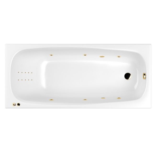 Гидромассажная ванна WHITECROSS Layla Slim 0122.170075.100.LINENANO.GL 170x75 см Line Nano золото