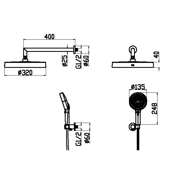 Душевой гарнитур Boheme Cell 427-MW белый матовый
