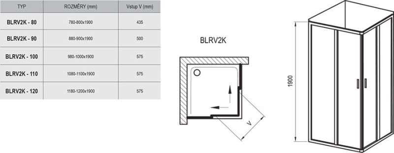 Душевая дверь Ravak Blix BLRV2K-90 1XV70C00Z1 Transparent профиль хром