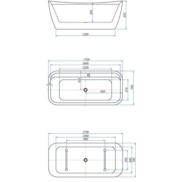 Акриловая ванна Allen Brau Infinity 2.21002.21/PWM 170x78 см