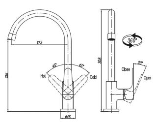 Смеситель для кухни, хром Cezares LACONICO-C-LL25-01