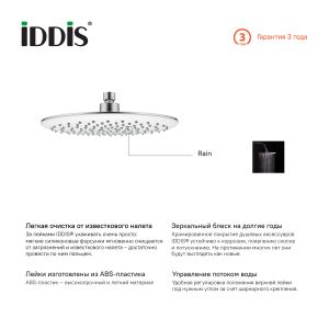 Верхний душ IDDIS 26см хром/белый 200SWRPi64
