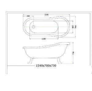Акриловая ванна Ceruttispa Vico CT7204 на львиных алюминиевых хромированных лапах 1540Х700х730