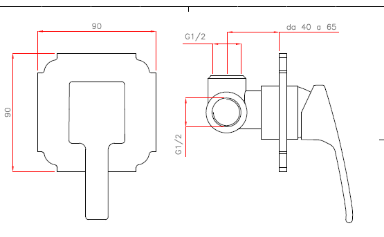Встраиваемый однорычажный смеситель для душа, бронза Cezares LEGEND-DIM-02