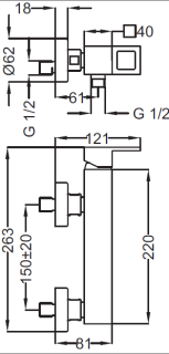 Смеситель для душа однорычажный, хром Cezares MOLVENO-DM-01-Cr