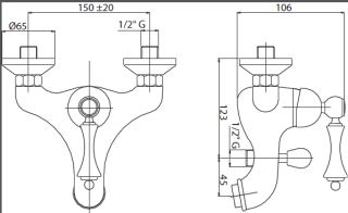 Смеситель для ванны и душа однорычажный, белый глянцевый Cezares MARGOT-VM-BLC