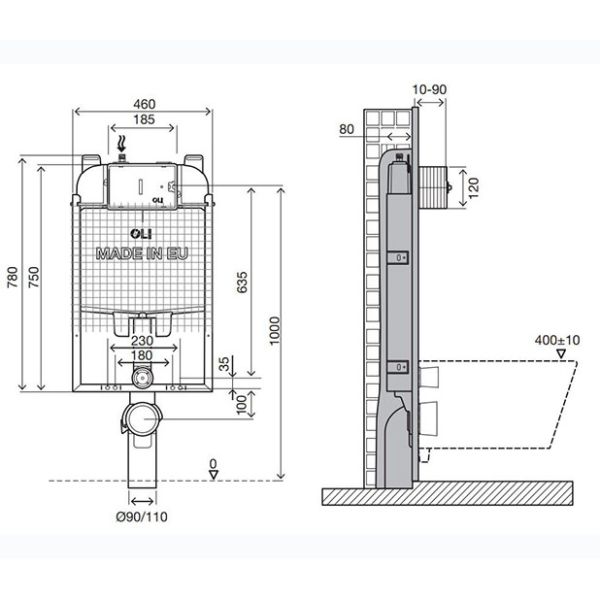 Бачок сливной OLI 74 SIMFLEX, механический, OLI