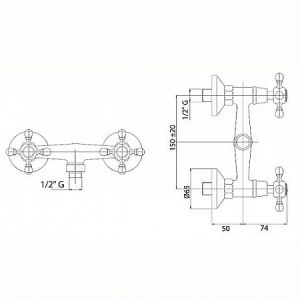 Смеситель для душа, бронза Cezares GOLF-DS-02