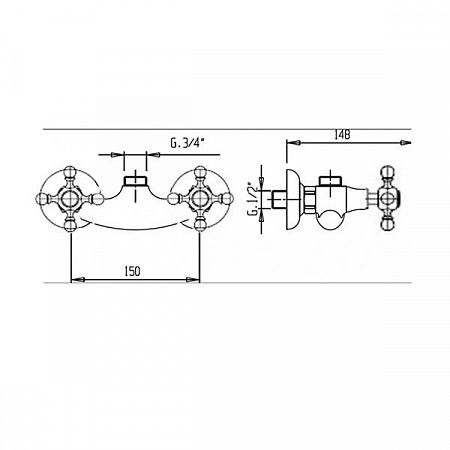 Смеситель для душа, бронза Cezares ATLANTIS-NOSTALGIA-DS-02