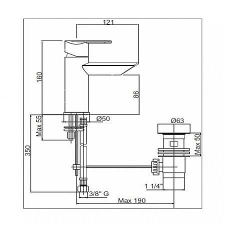 Смеситель для раковины однорычажный, хром Cezares GARDA-LSM1-01-Cr