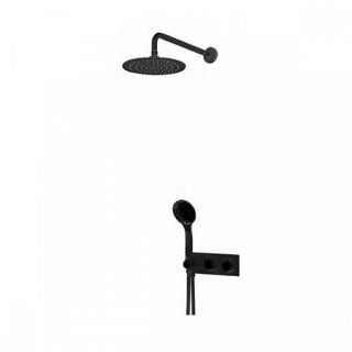 Душевая система встраиваемого монтажа с термостатическим смесителем с верхним и ручным душем, чёрный матовый Cezares CZR-B-VDIM-T-NOP
