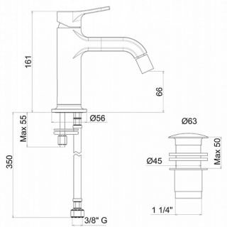 Смеситель для биде однорычажный, хром/чёрный Cezares FUSION-BSM1-CNE