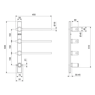 Полотенцесушитель электрический Timo Saona 030/17SM 45x51 см золото матовое