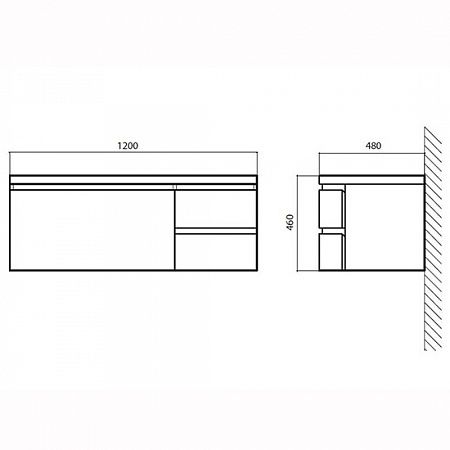 Тумба под раковину BelBagno подвесная 120x50см Rosso Lucido Prospero BB1200DC/RL
