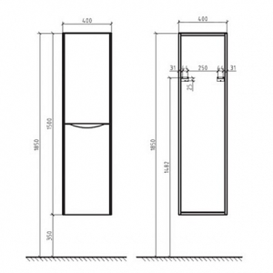 Шкаф BelBagno подвесной правосторонний 150x40см Metallo LUXURY/SOFT-1500-2A-SC-ME-RIGHT