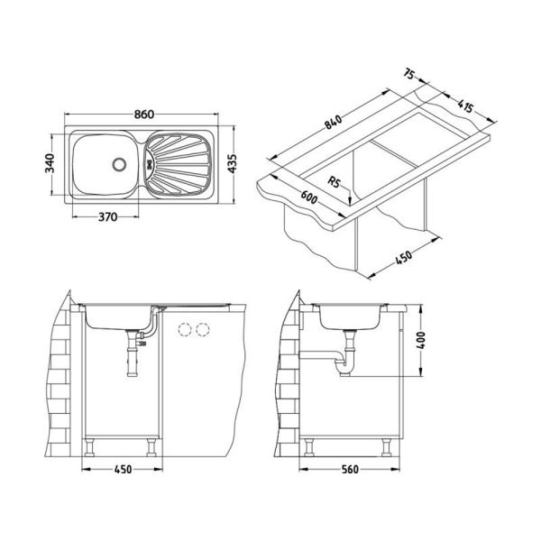 Кухонная мойка Alveus 1008844 Basic 80 Nat-60 86x43.5 Lux