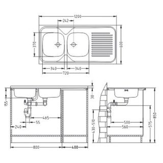 Кухонная мойка Alveus 1009084 Classic 100 Nat-60 120x60 левая Кухонная мойка Alveus 1009084 Classic 100 Nat-60 120x60 левая