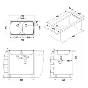 Кухонная мойка Alveus 1049434 Basic 160 Lei-90 78x43.5 Lux
