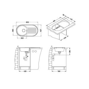 Кухонная мойка Alveus 1060001 Form 40 Nat-90 83.2x43.7