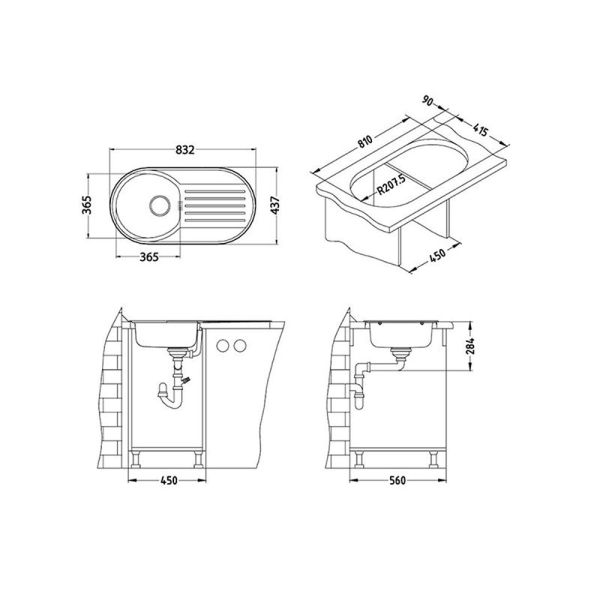 Кухонная мойка Alveus 1060038 Form 40 Lei-90 83.2x43.7