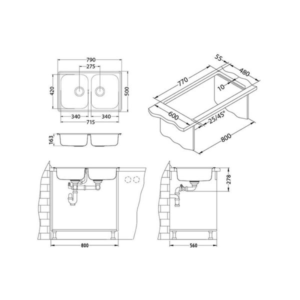 Кухонная мойка Alveus 1066751 Line 90 Nat-90 79x50