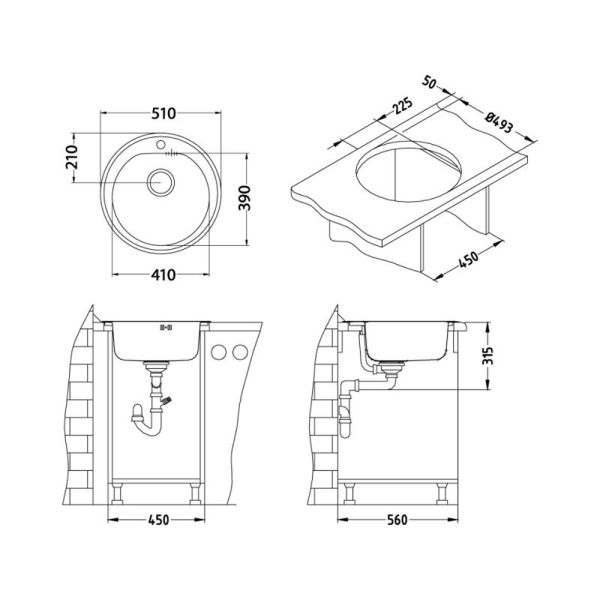 Кухонная мойка Alveus 1103818 Form Monarch 30 Bronze-90 Fi 51x51