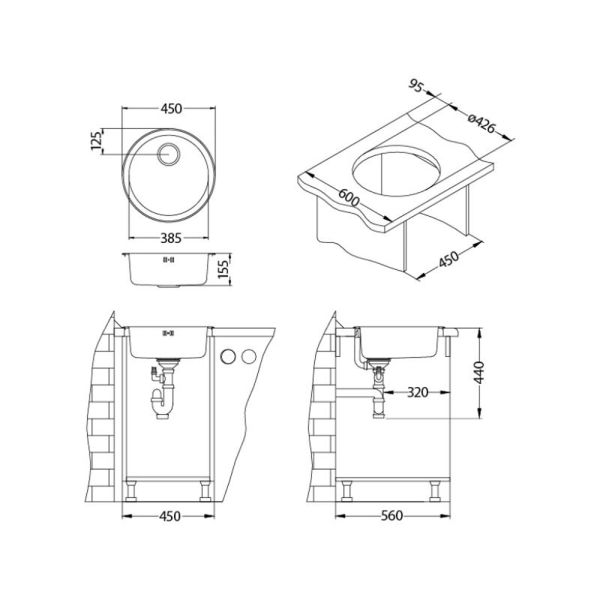 Кухонная мойка Alveus 1084838 Form 10 Lei-90 Fi 45x45