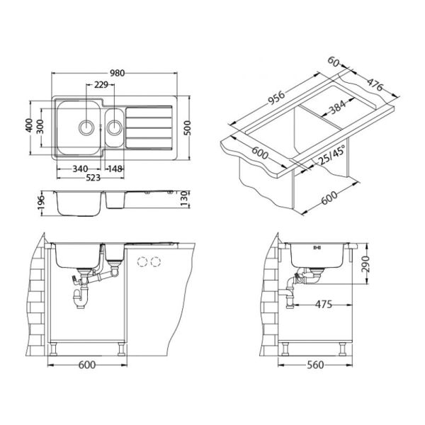 Кухонная мойка Alveus 1089610 Line Maxim 10-Sat 98x50