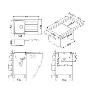 Кухонная мойка Alveus 1089611 Line Maxim 20-Sat 86x50