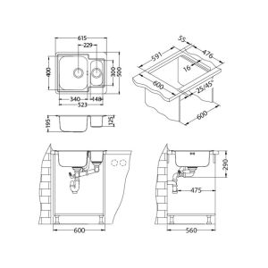 Кухонная мойка Alveus 1089612 Line Maxim 50 Sat-90 61x50