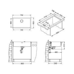Кухонная мойка Alveus 1092477 Quadrix 60 Brs-90 79x45