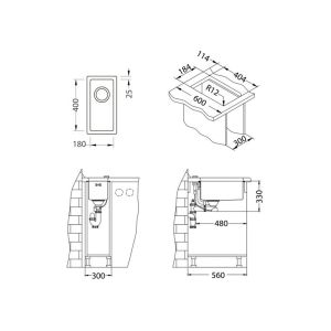 Кухонная мойка Alveus 1102602 Quadrix 10 Brs-90 23x45