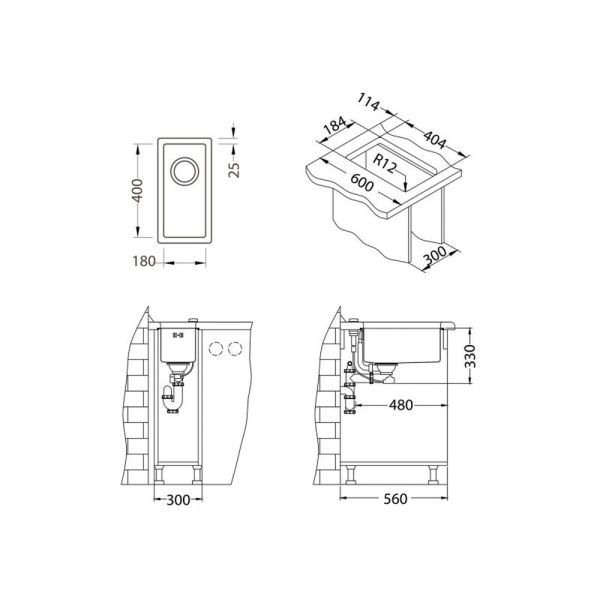 Кухонная мойка Alveus 1102602 Quadrix 10 Brs-90 23x45