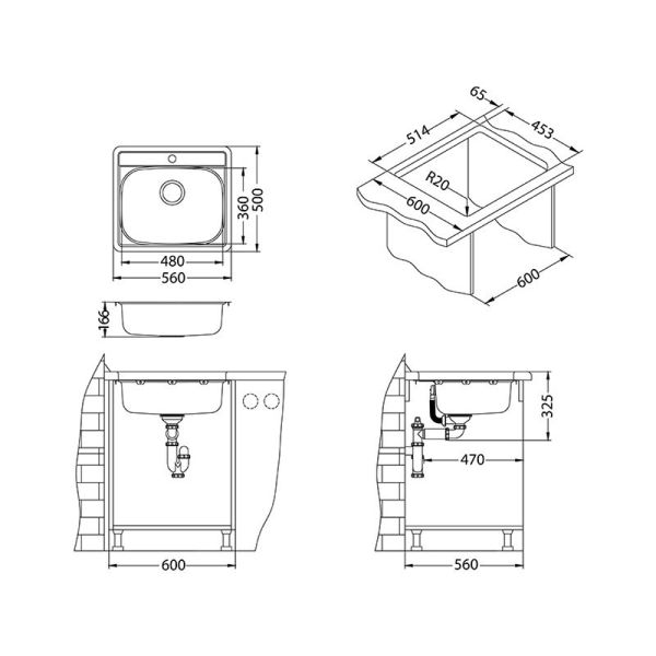 Кухонная мойка Alveus 1103108 More 10 Fs Nat-90 56x50