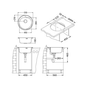 Кухонная мойка Alveus 1116756 Form 30 Nat-90 Fi 51x51