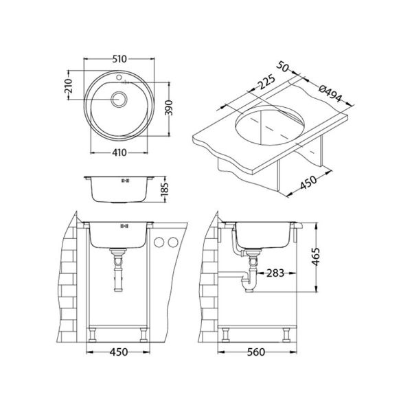 Кухонная мойка Alveus 1116756 Form 30 Nat-90 Fi 51x51