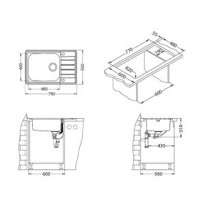 Кухонная мойка Alveus 1122463 Praktik 120 Sat-90 79x50