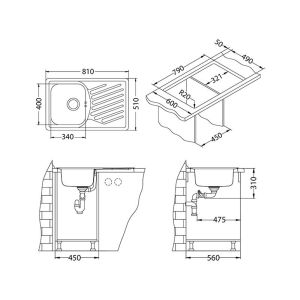 Кухонная мойка Alveus 1126348 Elegant 30 Sat 90 Fi 81x51