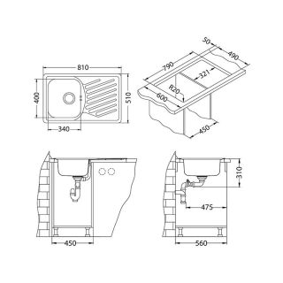 Кухонная мойка Alveus 1126348 Elegant 30 Sat 90 Fi 81x51 Кухонная мойка Alveus 1126348 Elegant 30 Sat 90 Fi 81x51