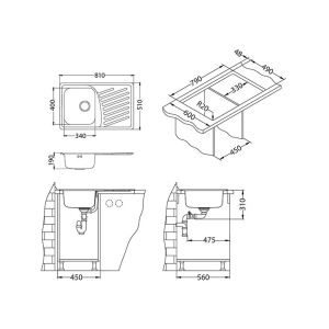 Кухонная мойка Alveus 1134254 Elegant 30 Com 90 FI 81x51