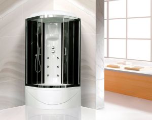 Душевая кабина Royal Bath BK стекло чёрное/прозрачное 100x100см RB100BK3-BT-CH