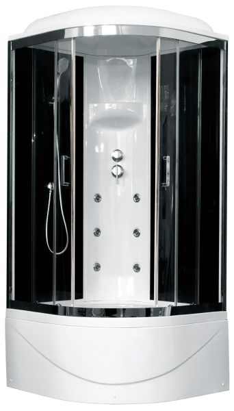 Душевая кабина Royal Bath BK стекло чёрное/прозрачное 100x100см RB100BK3-BT-CH