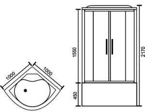 Душевая кабина Royal Bath BK стекло чёрное/прозрачное 100x100см RB100BK3-BT-CH