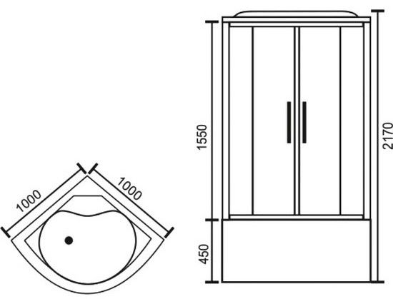 Душевая кабина Royal Bath BK стекло чёрное/прозрачное 100x100см RB100BK6-BT-CH