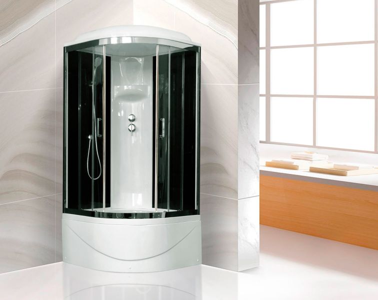 Душевая кабина Royal Bath BK стекло чёрное/прозрачное 100x100см RB100BK6-BT-CH
