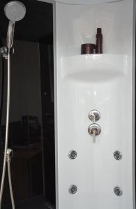 Душевая кабина Royal Bath BK стекло чёрное/прозрачное 100x100см RB100BK3-BT