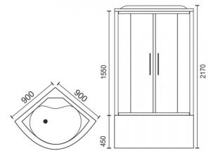 Душевая кабина Royal Bath BK стекло чёрное/прозрачное 100x100см RB100BK3-BT